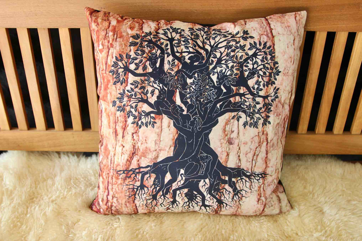 Silhouette Tree of Life Cushion Cover Art of ION